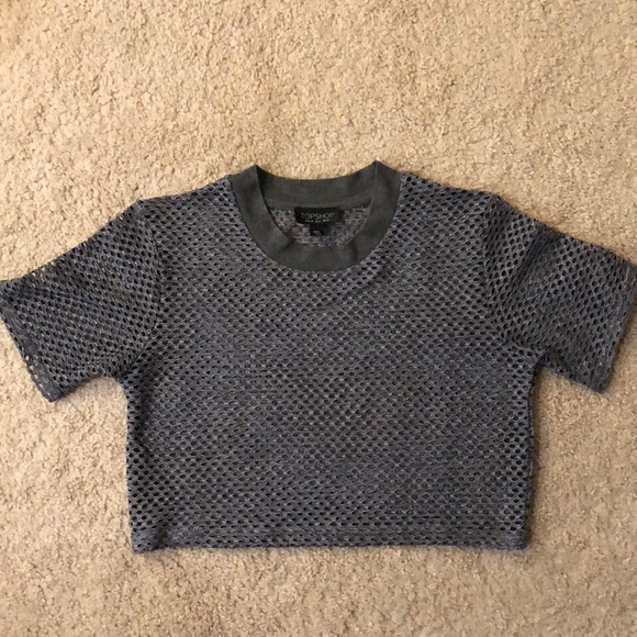 Topshop gray soft mesh crop top - Picture 4 of 8